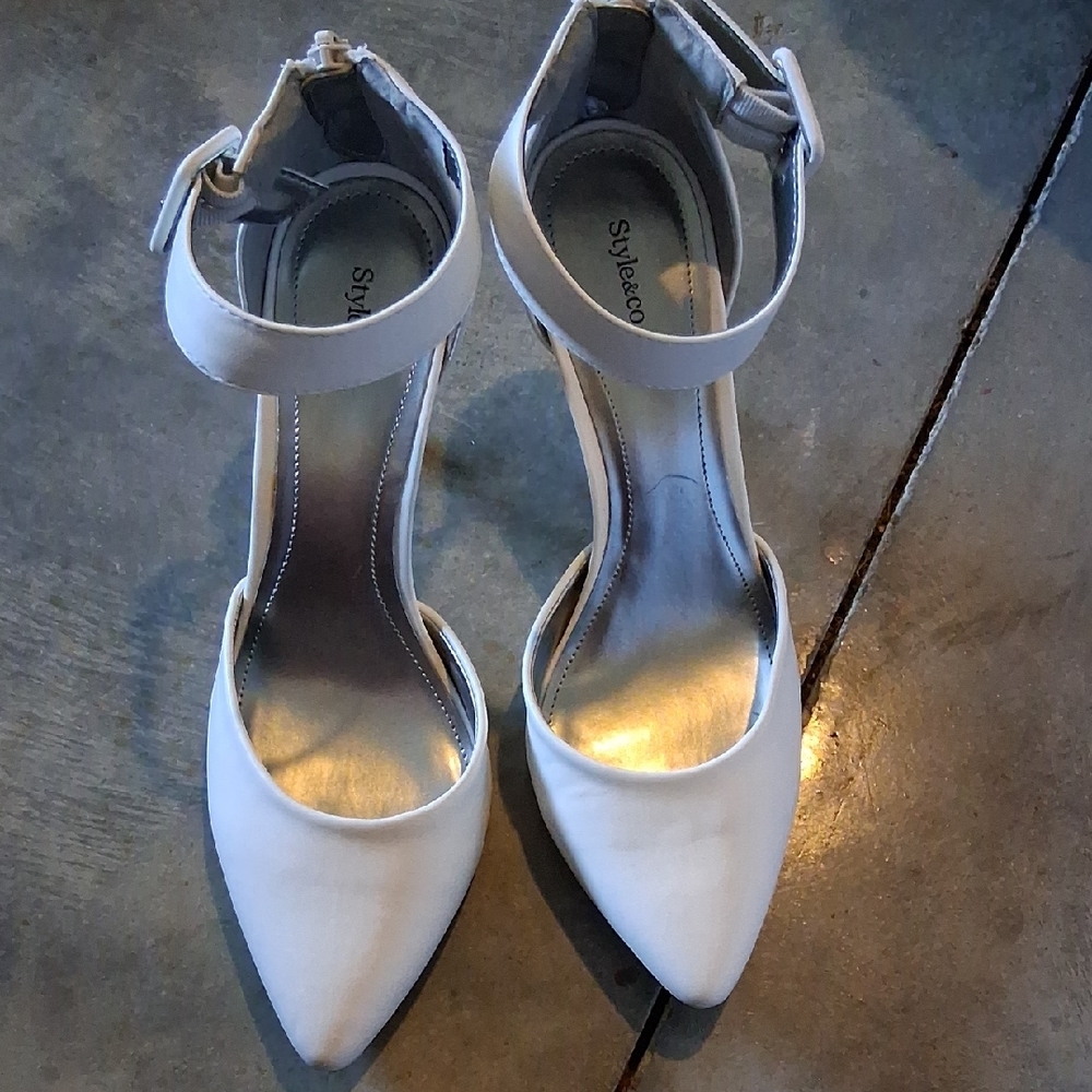 Style & Co. White Heels with Elegant Ankle Strap